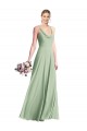 Buy Cowl Neck Long Chiffon Sage Sleeveless Evening Dress UK