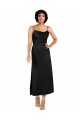 Buy Cowl Neck Tea Length Silky Satin Black Sleeveless Formal Evening Dress UK