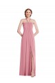 Buy Halter Neck Long Soft Chiffon Skin Pink Sleeveless Semi Formal Evening Dress UK