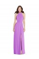 Buy Halter Neck Long Soft Chiffon Violet Sleeveless Formal Evening Dress UK