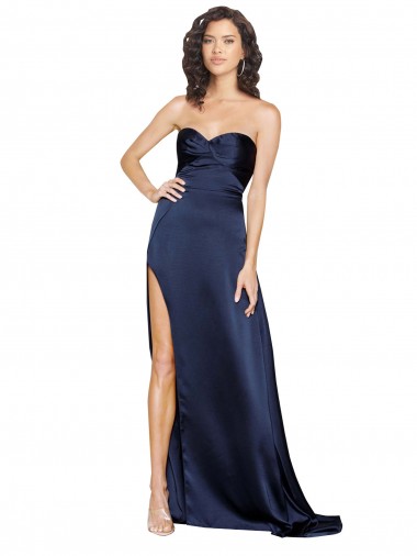 Buy High Neck Long Silky Satin Sapphire Sleeveless Formal Evening Dress UK