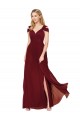 Buy High Neck Long Soft Chiffon Burgundy Sleeveless Formal Evening Dress UK