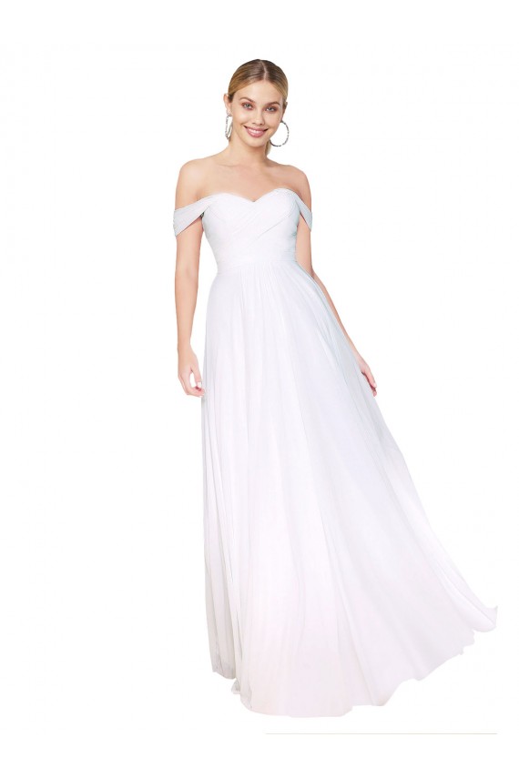 Buy High Neck Long Soft Chiffon White Sleeveless Formal Evening Dress UK