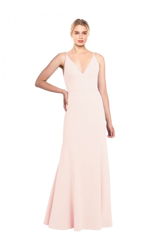 Buy High Neck Long Stretch Crepe Pink Sleeveless Formal Evening Dress UK