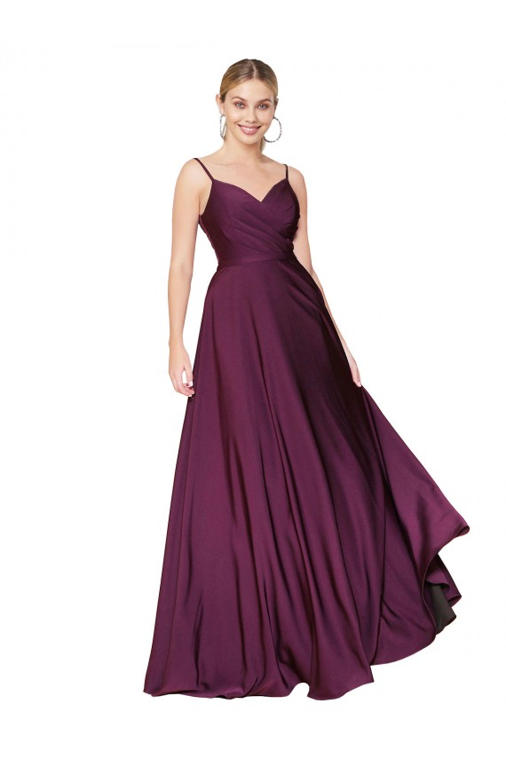 Buy High Neck Long Stretch Crepe Wild Berry Sleeveless Formal Evening Dress UK