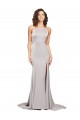 Buy High Neck Sweep Train Stretch Satin Sleeveless Formal Evening Dress UK