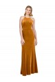 Buy High Neck Long Stretch Velvet Gold Sleeveless Formal Evening Dress UK