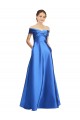 Buy Off the Shoulder Long Satin Sleeveless Black Tie Evening Dress UK
