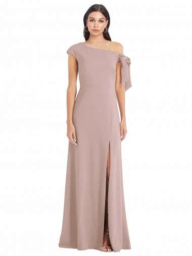 Buy Off the Shoulder Long Stretch Crepe Dusty Pink Sleeveless Formal Evening Dress UK