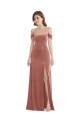 Buy Off the Shoulder Long Stretch Velvet Cinnamon Rose Sleeveless Semi Formal Evening Dress UK