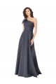 Buy One Shoulder Long Satin Slate Grey Sleeveless Formal Evening Dress UK