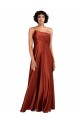 Buy One Shoulder Long Silky Satin Burnt Orange Sleeveless Black Tie Evening Dress UK