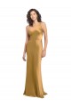 Buy One Shoulder Long Stretch Satin Gold Sleeveless Formal Evening Dress UK