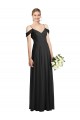 Buy Spaghetti Straps Long Soft Chiffon Black Cold Shoulder Semi Formal Evening Dress UK