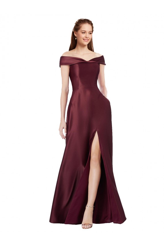 Buy Strapless Long Satin Burgundy Gold Cap Sleeves Black Tie Evening Dress UK