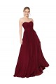Buy Strapless Long Soft Chiffon Burgundy Sleeveless Formal Evening Gown UK