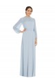 Buy Strapless Long Soft Chiffon Sea Glass Puff Sleeves Formal Evening Dress UK