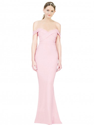 Buy Strapless Long Stretch Crepe Pink Sleeveless Formal Evening Dress UK