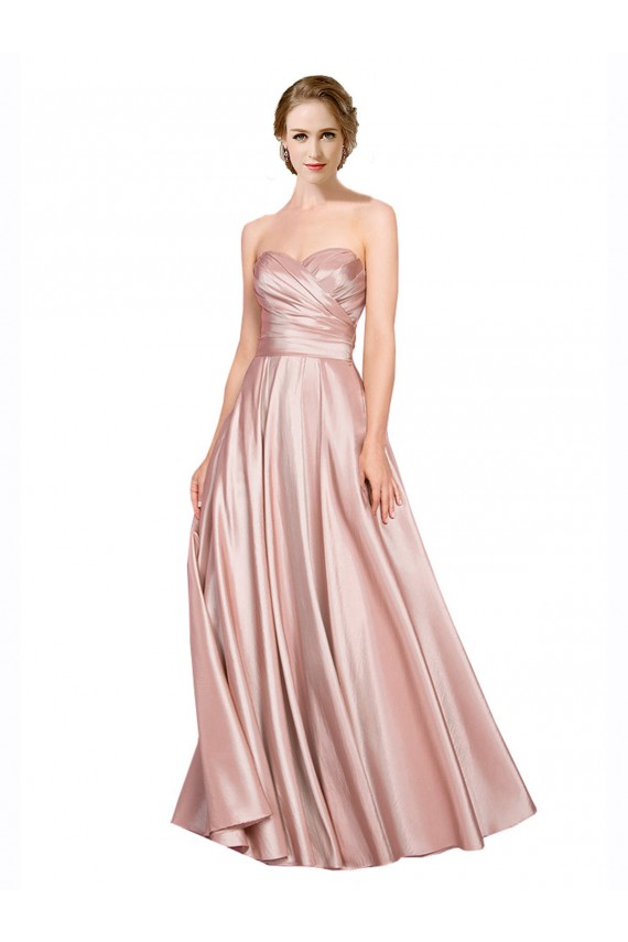 Buy Strapless Long Stretch Satin Sleeveless Black Tie Evening Dress UK
