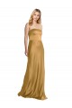 Buy Strapless Long Stretch Satin Gold Sleeveless Formal Evening Dress UK