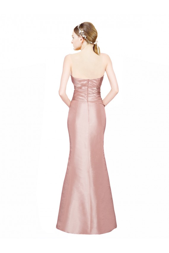 Buy Strapless Long Stretch Satin Sleeveless Formal Evening Dress UK