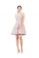 Buy Sweetheart Knee Length Satin Pink Sleeveless Evening Dress UK