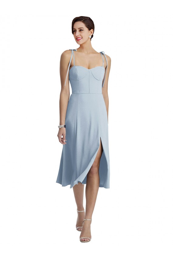 Buy Sweetheart Midi Length Stretch Crepe Light Sky Blue Sleeveless Evening Dress UK