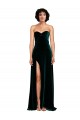 Buy Sweetheart Sweep Train Stretch Velvet Dark Green Sleeveless Semi Formal Evening Dress UK