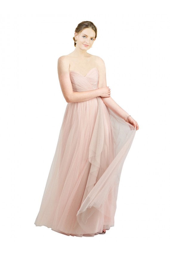 Buy Sweetheart Long Tulle Pink Sleeveless Evening Dress UK