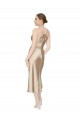 Buy V-Neck Midi Length Silky Satin Sleeveless Formal Evening Dress UK