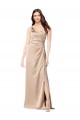 Buy V-Neck Long Silky Satin Champagne Pink Sleeveless Formal Evening Dress UK