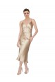 Buy V-Neck Midi Length Silky Satin Sleeveless Formal Evening Dress UK