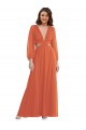 Buy V-Neck Long Soft Chiffon Firecracker Long Sleeves High Low Evening Dress UK