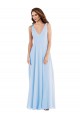 Buy V-Neck Long Soft Chiffon Light Sky Blue Sleeveless Semi Formal Evening Dress UK