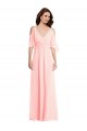 Buy V-Neck Long Soft Chiffon Pink Cold Shoulder Semi Formal Evening Dress UK