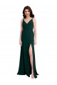 Buy V-Neck Long Stretch Crepe Midnight Green Sleeveless Formal Evening Dress UK