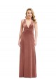 Buy V-Neck Long Stretch Velvet Cinnamon Rose Sleeveless Evening Dress UK