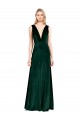 Buy V-Neck Long Stretch Velvet Dark Green Sleeveless Evening Dress UK