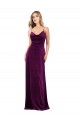 Buy V-Neck Long Stretch Velvet Grape Sleeveless Formal Evening Dress UK