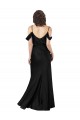 Buy Off the Shoulder Long Silky Satin Black Sleeveless Evening Dress UK