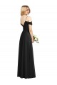 Buy Spaghetti Straps Long Soft Chiffon Black Cold Shoulder Semi Formal Evening Dress UK