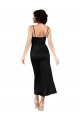 Buy Cowl Neck Tea Length Silky Satin Black Sleeveless Formal Evening Dress UK