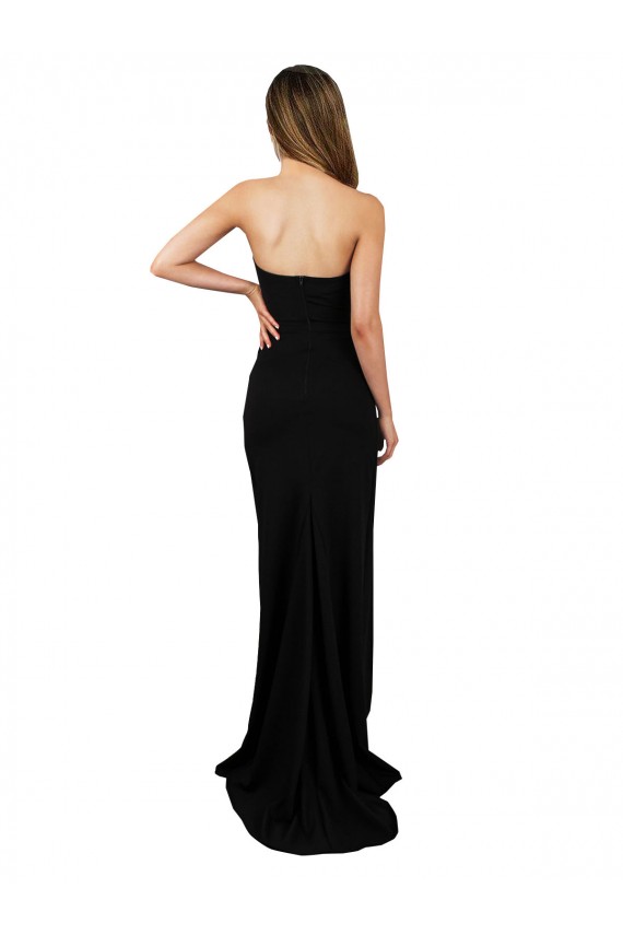 Buy High Neck Long Stretch Crepe Black Column Sleeveless Formal Evening Dress UK