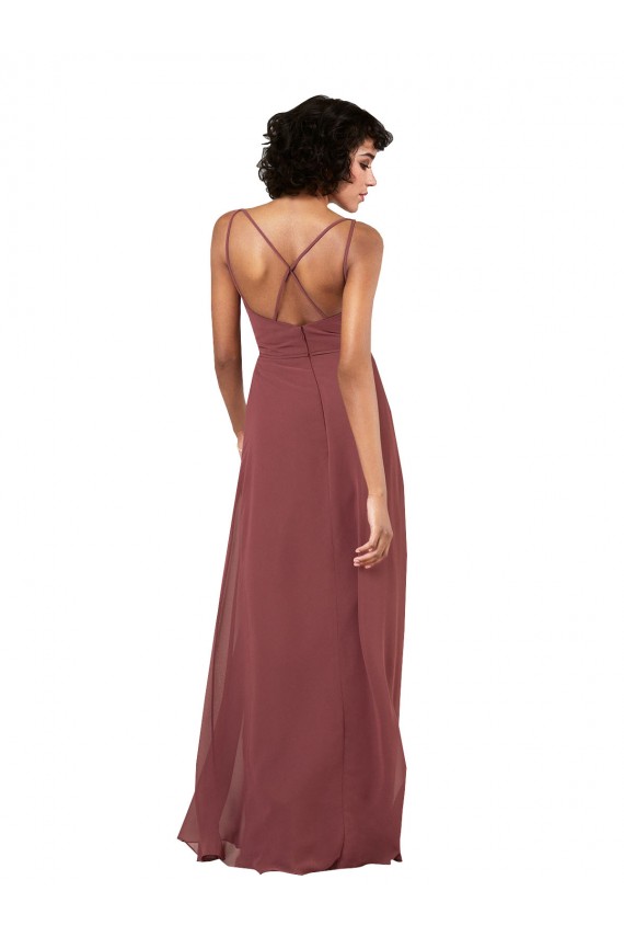 Buy V-Neck Long Soft Chiffon Black Sleeveless Formal Evening Dress UK
