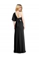 Buy One Shoulder Long Stretch Crepe Black Flutter Sleeves Formal Evening Dress UK