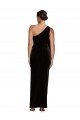 Buy One Shoulder Long Stretch Velvet Black Sleeveless Formal Evening Dress UK
