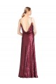 Buy High Neck Long Sequin Burgundy A-Line Sleeveless Formal Evening Dress UK