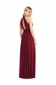 Buy High Neck Long Soft Chiffon Burgundy Sleeveless Semi Formal Evening Dress UK