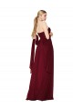 Buy Strapless Long Soft Chiffon Burgundy Sleeveless Formal Evening Gown UK