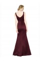 Buy V-Neck Long Satin Burgundy Sleeveless Black Tie Evening Dress UK